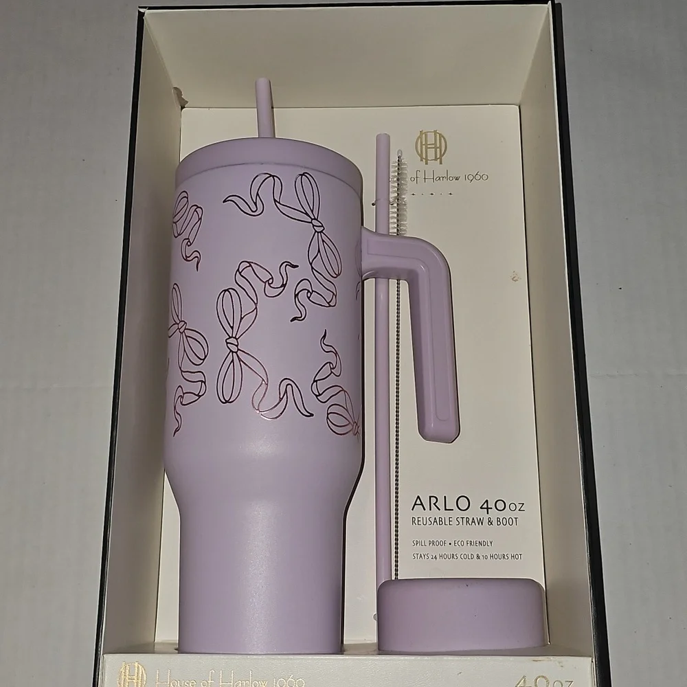 House of‎ Harlow 40oz ARLO Coquette Tumbler BOW BOWS Purple New